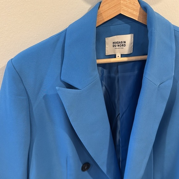 Magasin Du Nord Women’s Blue Blazer Double-Breasted Suit Jacket Size M - Picture 3 of 6